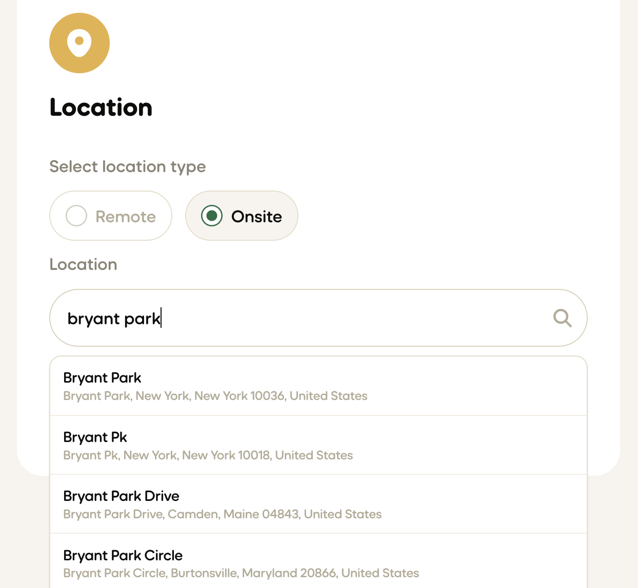 Location Autocomplete